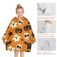 thumbnail image 6 of Spooky Icons Halloween Pattern Blanket Hoodies for Kids 6-13YR Oversize Wearable Blanket Hoodies for Boys Girls Teens, 6 of 7
