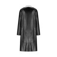 thumbnail image 5 of XFLWAM Plus Size Womens Lapel Long Sherpa Fleece Lined Jacket Faux Suede Leather Pea Coat Outerwear, 5 of 6