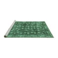 thumbnail image 2 of Ahgly Company Machine Washable Indoor Round Oriental Turquoise Blue Traditional Area Rugs, 6' Round, 2 of 4