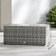 thumbnail image 3 of Outsunny Wicker Outdoor Coffee Table, Glass Top Patio Table, Light Grey, 3 of 10