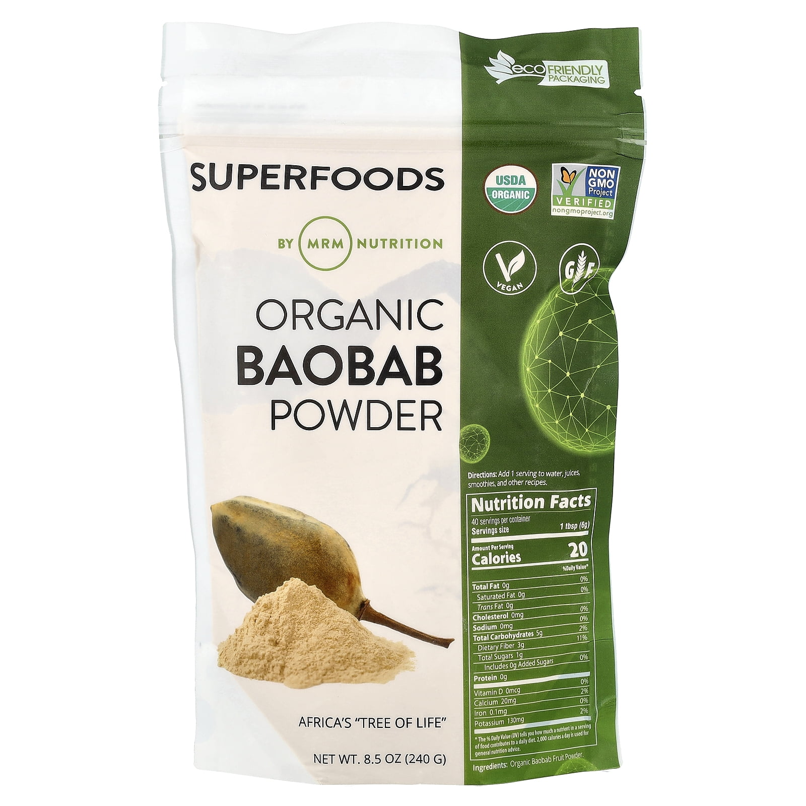 MRM Super Foods Raw Organic Baobab Powder, 8.5 oz