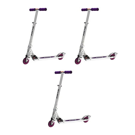 - Razor A2 Aluminum Foldable Boys Girls Kids Kick Scooter, Purple (3 Pack)