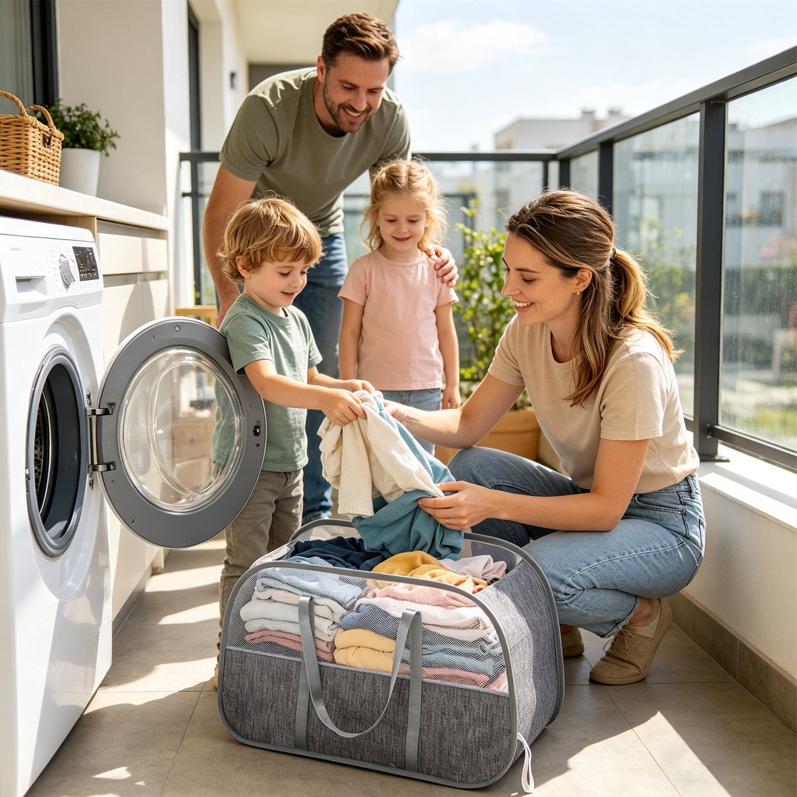 Godance Collapsible Laundry Baskets with Easy Carry Handles, 95L Large Foldable Laundry Hamper - Tear-Proof Pop Up Clothes Hamper for Storage - Space-Saving Laundry Basket for Bedroom, Bathroom, Dorm