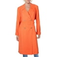 thumbnail image 2 of 1.State Womens Twill Belted Trench Coat Orange 8, 2 of 3