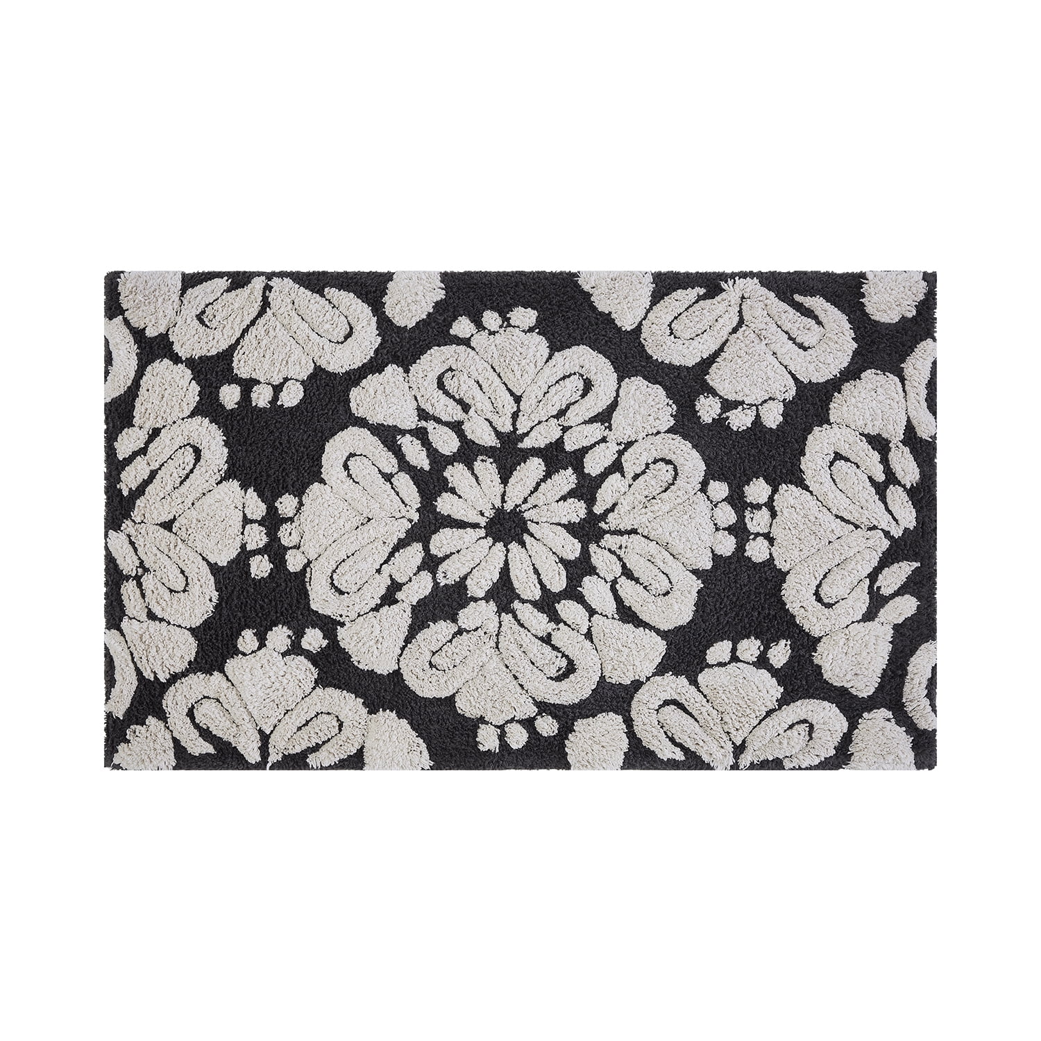 Better Trends 24" x 40" Bathroom Rugs 100% Cotton Soft Water Absorbent Non Slip Bath Mat Machine Washable Rug (Charcol) Medallion Collection