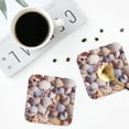 thumbnail image 4 of Honeii Sea Shells Print Leather Coaster Set of 4, Ideal for Safeguarding Your Furniture from Drinks Spills and Effortless Cleanup-Square, 4 of 6