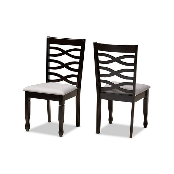 Baxton Studio Lanier Modern and Contemporary Grey Fabric Upholstered Espresso Brown Finished Wood 2-Piece Dining Chair