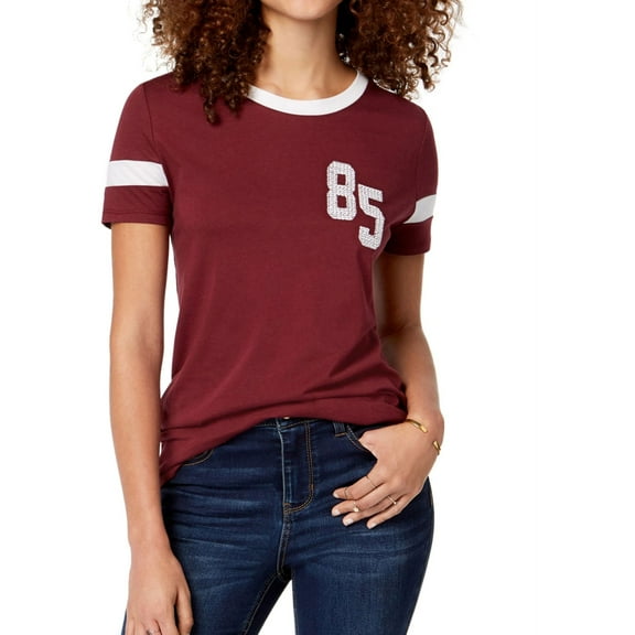 Carbon Copy Womens Varsity Basic T-Shirt, Red, Large