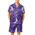 thumbnail image 2 of DORKASM Halloween Matching Pajamas for Men Pj Sets Bat Pumpkin Print Button Down Sleepwear Purple XL, 2 of 4