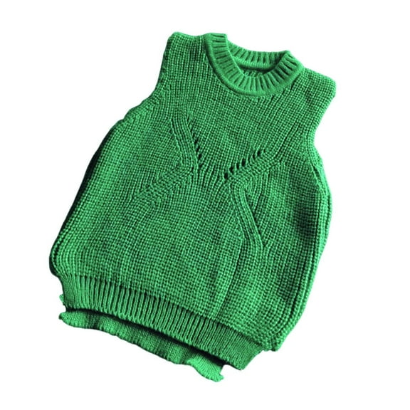 QUOTAY Girls Sweater Vest Soft Warm Winter Sleeveless Knit Pullover Top for Toddlers and Kids Cozy Casual Wear Everyday Outfit Layering Piece Green,3-4 Years