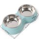 thumbnail image 1 of Double Pet Bowls Dog Food Water Feeder Stainless Steel Pet Drinking Dish Feeder Cat Puppy Feeding Supplies Small Dog Accessories ShopWise Round, 1 of 8