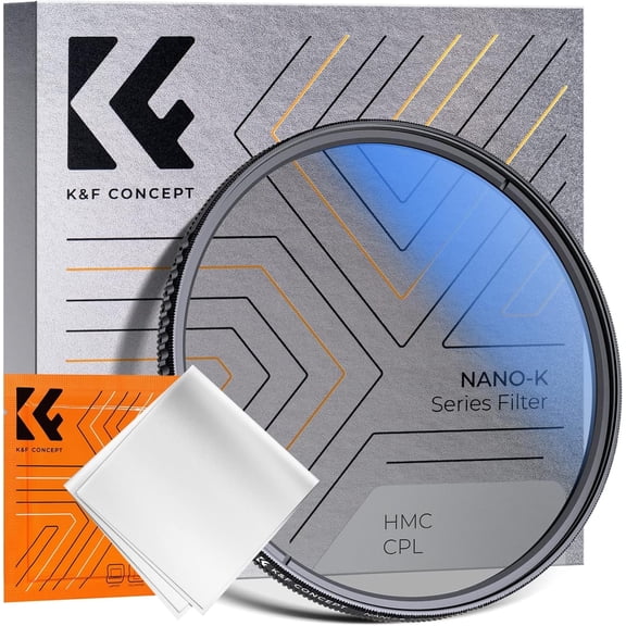 K&F CONCEPT 52mm Circular Polarizer Filter Ultra-Slim 18 Multi-Coated Optical Glass Circular Polarizing Filter for Camera Lenses with Cleaning Cloth (K Series)