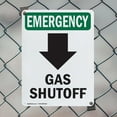 thumbnail image 5 of (2 Pack) Gas Shutoff [Down Arrow] With Symbol OSHA Emergency Sign 12 Inch X 18 Inch Indoor / Outdoor Rust-Free Aluminum Metal Signs for Workplace, Workshop, and Construction Site, Made in the USA, 5 of 8