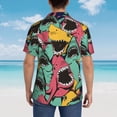 thumbnail image 6 of Balery Angry Shark Pattern Print Men's Hawaiian Shirts Short Sleeve Beach Shirt Relaxed Fit Vacation Button Down Shirts-3X-Large, 6 of 9