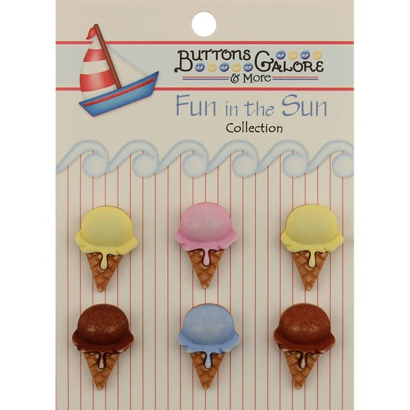 Buttons Galore Fun In The Sun Buttons-Ice Cream Cones