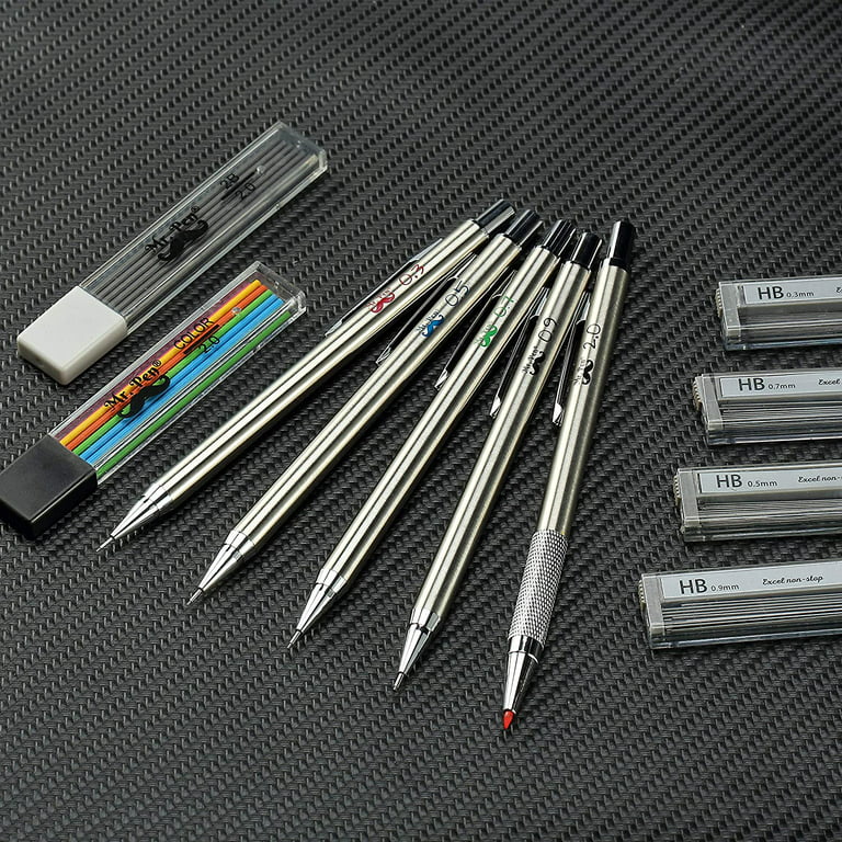 Mr. Pen - Metal Mechanical Pencil Set with Lead and Eraser Refills, 5  Sizes, 0.3, 0.5, 0.7, 0.9, 2mm, Silver - Walmart.com