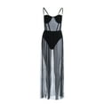 thumbnail image 2 of Lnzyyephy Female Dress, Solid Color Sleeveless Strappy One-Piece See-Through Dress for Women, Black/White, 2 of 7