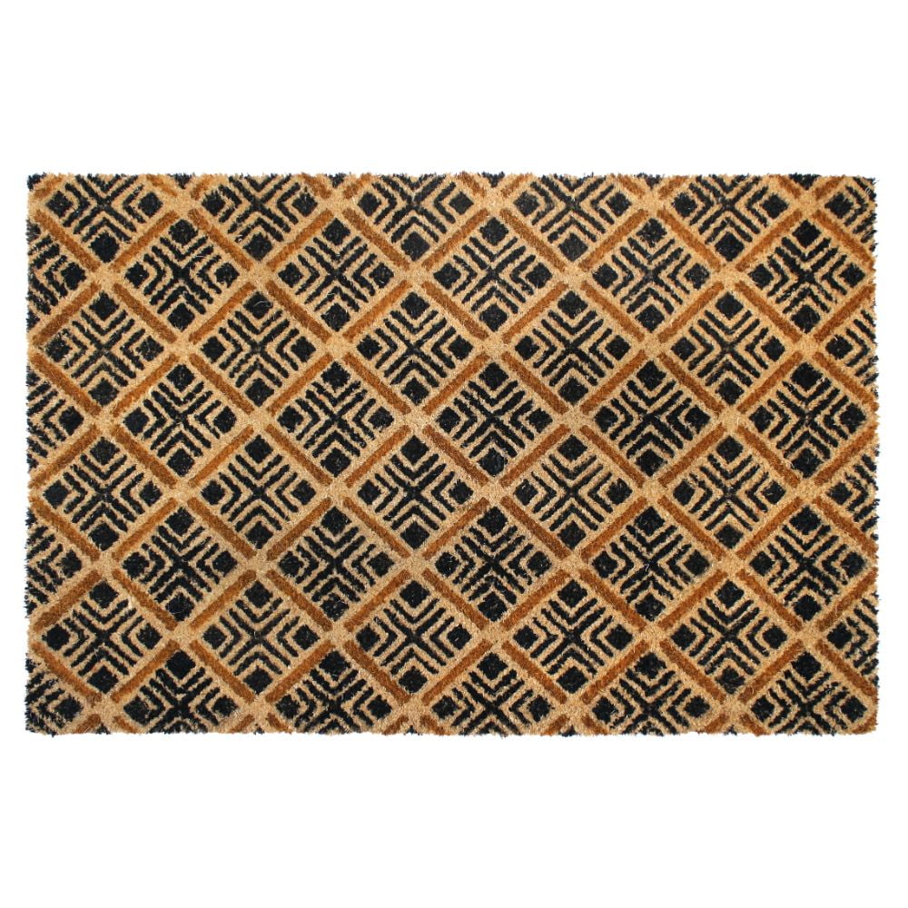 RugSmith Machine Tufted Geo Diamond Indoor and Outdoor Coir Doormat, 24' x 36'