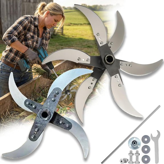 Household Farming Grass Shredder Knife Blades - 2026 New Grass Shredder Knife Blades, Adjustable Diameter Vegetable Shredders Set with 12 Mou