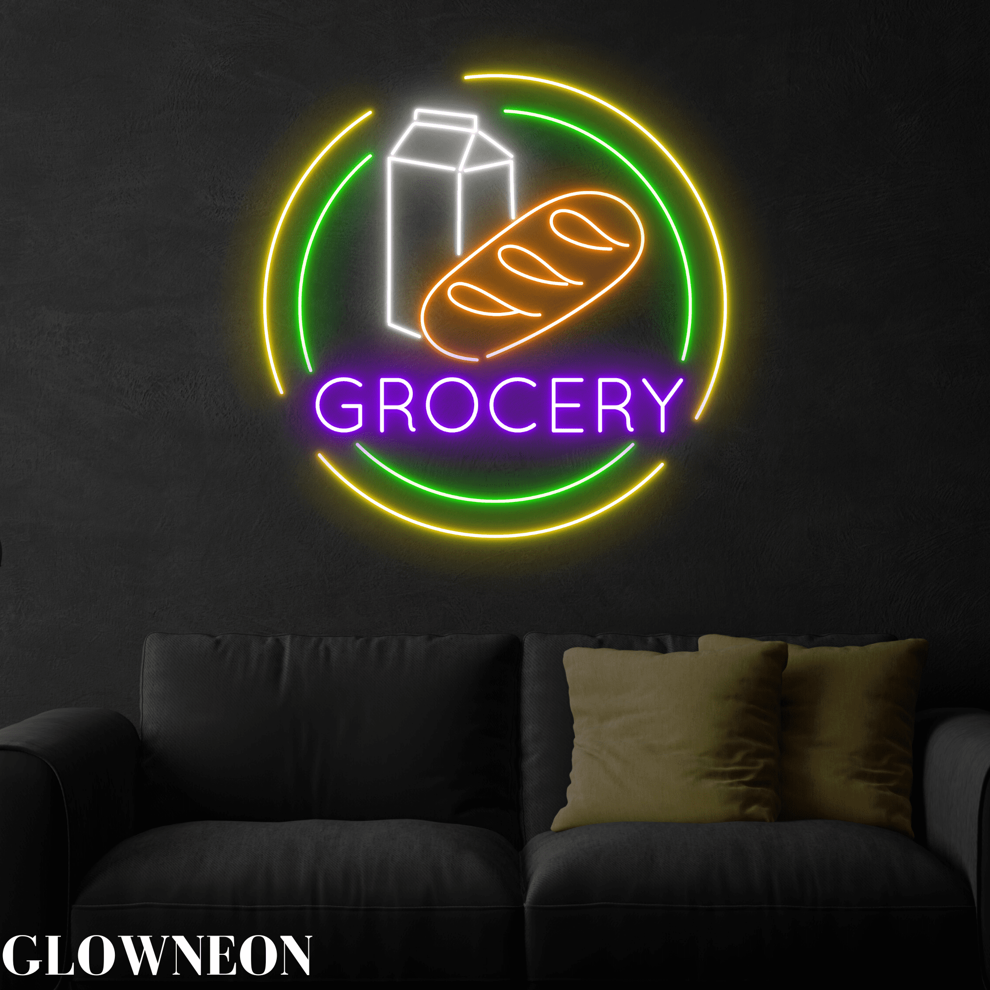 Glownneon Food & Drink Grocery Store Neon Led Sign, Grocery Wall Art