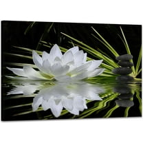Canvas Prints Zen Wall Art Lotus Flower Prints Pictures for Bathroom Decor Spiritual Meditation Poster Artwork for Spa Decor Framed Read to Hang(12x16inch)