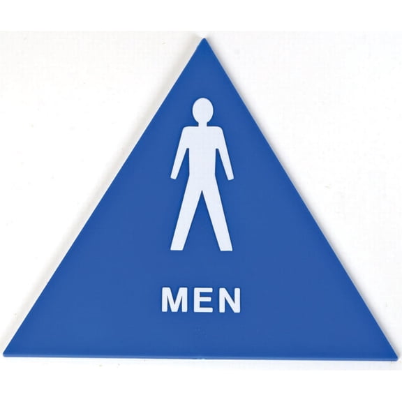 Hy-Ko Men Restroom Sign, Plastic Triangle - Indoor Male Only Sign - Blue, 12 in x 12 in