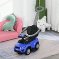 thumbnail image 2 of Aosom 2 In 1 Kid Ride on Push Car Stroller Sliding Ride on Car with Horn Music Light Function Secure Bar Ride on Toy for Boy Girl Toddlers 1-3 Years Old Blue, 2 of 10