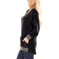 thumbnail image 2 of Coloody Chandails Décontractés pour Femmes à Couleur Unie à Manches Longues, Col Rond, T-Shirts à Poche, Blouses à Enfiler, Tuniques Amples, 2 of 4