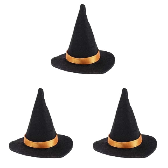 Cloth Mini Witch Hat, Small Pointed Wizard Hat with Ribbon Band, Tiny Accessory for Party Decoration, Craft Ornament for Bottle Table Mini Prop Halloween Decor, Handcraft Scenarios