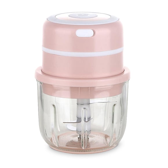 Wosthever Mini picadora de ajo eléctrica de 300ML, trituradora recargable, verduras, frutas, jengibre, cebolla, molinillo de carne, accesorios, Cocina y Comedor Rosado