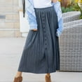 thumbnail image 5 of Sentmoon Pleated Skirts for Women Oversized Elastic High Waist Boho Long Skirts Flowy Hawaiian Solid Color Loose Stretchy Womens Skirts Soft and Comfortable Fall for Bookstore Visit Gray XL, 5 of 10