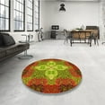 thumbnail image 3 of Ahgly Company Indoor Round Patterned Acid Green Area Rugs, 6' Round, 3 of 6