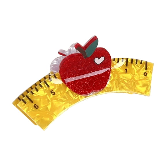 Cute Back to School Hair Claw Clip School Bus and Ruler Shaped Hairpins Playful All Purpose Hair Accessories for Girls Students Daily Use,10x5cm(A)