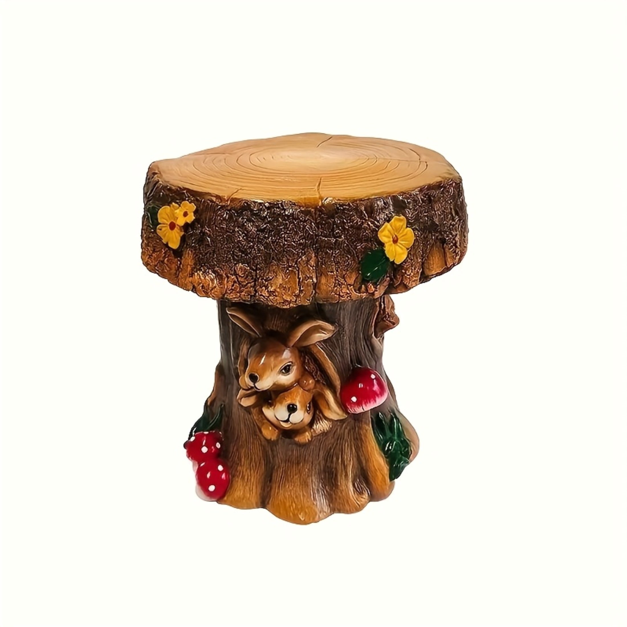 Noble House Rabbit Garden Stool, Fairy Forest Base Decor, Outdoor Creative Figurine Seat for Patio, Garden, Multicolor