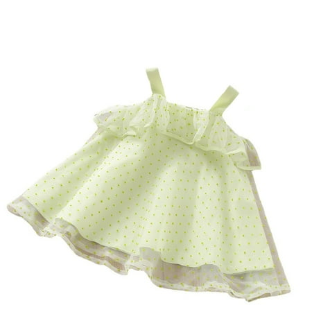 

TAIAOJING Floral Girls Dresses 2023 Summer Baby Dress Sweet Green Polka Dots Printing Suspender Kids Dress Birthday Puffy Dress Cute Sundress 4-5 Years