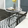 thumbnail image 2 of Outsunny Rattan Side Table w/ PE Rattan and Tempered Glass Top, Grey, 2 of 10