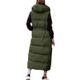 thumbnail image 7 of Winter Savings Clearance! Lindreshi Puffer Vest Women Plus Size Women's Outerwear Down Cotton Mid-length Padded Long Sleeve Hooded Stand Cotton-padded Collar Coats, 7 of 7