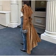 thumbnail image 3 of utcoco Womens Faux Suede Long Trench Coat Notched Lapel Double Breasted Pea Coat Overcoat with Belt, 3 of 6