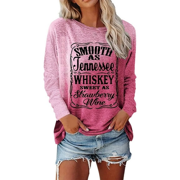 Women's Long Sleeve Shirts Country Concert Nashville Crew Neck Tunic Tops Country Music Graphic Loose Fashion Tees