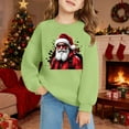 thumbnail image 2 of PMVFHDE Chandail à Capuchon et Chandails en Molleton pour Filles Imprimé Manches Longues Col Rond avec Poche Chandail Confortable Doux Décontracté pour Enfants Saison des Fêtes Vert, 18-24 Mois, 2 of 4