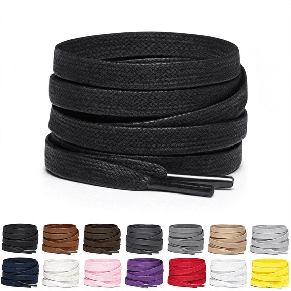 BZCOE Flat Waxed Cotton Shoe Laces for Boots,Sneakers,And Shoes-Multiple Lengths and Colors Available Shoe Strings for Sneakers