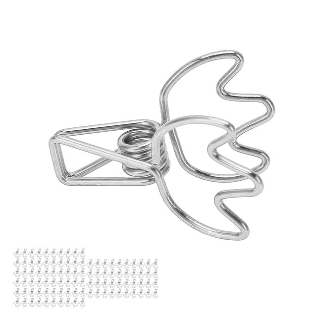 Clips De Carpeta Pequeños, Abrazaderas De Papel, Hierro Resistente, Fuerte Fuerza De Sujeción, Cola Hueca En Forma De Corona Para Oficina ANGGREK Plata