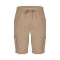 thumbnail image 3 of Lovskoo Mens Cargo Shorts Summer Casual Solid Color Outdoors Pocket Beach Work Shorts Pants Khaki M, 3 of 7