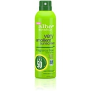 Alba Botanica Very Emollient, Fragrance Free Sunscreen Spray 6 oz (Pack of 4)