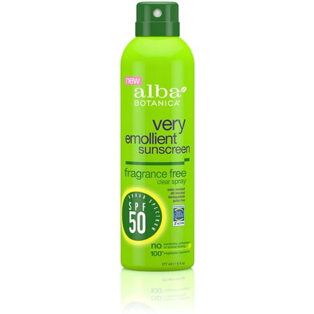 Alba Botanica Very Emollient, Fragrance Free Sunscreen Spray 6 oz (Pack of 6)