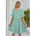 thumbnail image 6 of Women's Mandy V Neck Flounce Sleeve Tiered Dress Knee Length Elegant Chic Choice for Any Daytime Occasion 100% rayon, 6 of 18