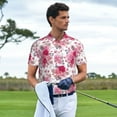 thumbnail image 6 of Balery Peonies And Roses Printed Men’s Short Sleeve Polo Shirt, Midweight Men's Shirt,Golf Polo shirts -4X-Large, 6 of 9