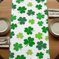 thumbnail image 5 of St Patricks Day Table Runner, Green Shamrock Spring Watercolor Lucky Leaf Washable Cotton Linen Table Runners 48 Inches Long, Dresser Scarf Runner for Nightstand/Coffee/End Tables 13''x48'', 5 of 9