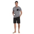 thumbnail image 3 of GIRUNS Men's Pajama Sets 2 piece Sets Crew Neck Shorts Sleeve and Shorts with Pocket Pjs Sleepwear Set Black XL, 3 of 7