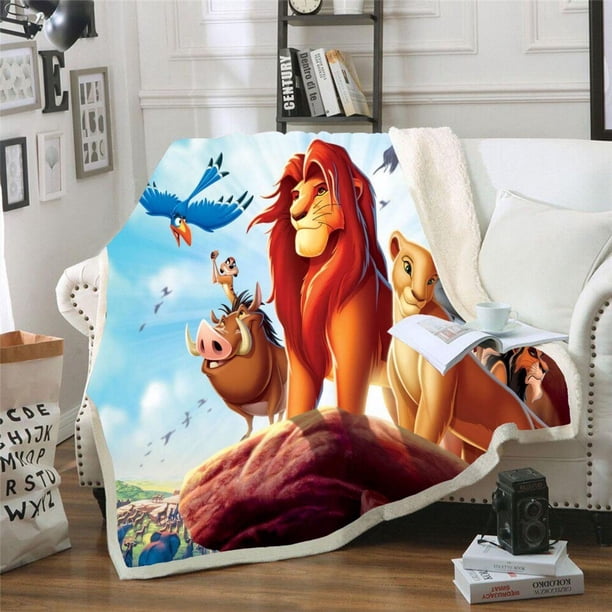 Manta de Sherpa con estampado 3D de Lion King Simba, funda nórdica para sofá, ropa de cama de viaje de terciopelo, colcha de felpa zhangmengya LED